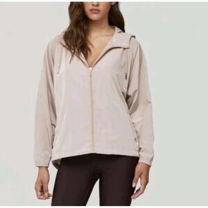 Soia & Kyo Mauve Hooded Windbreaker Jacket Lightweight Mesh Lined S/M Athleisure